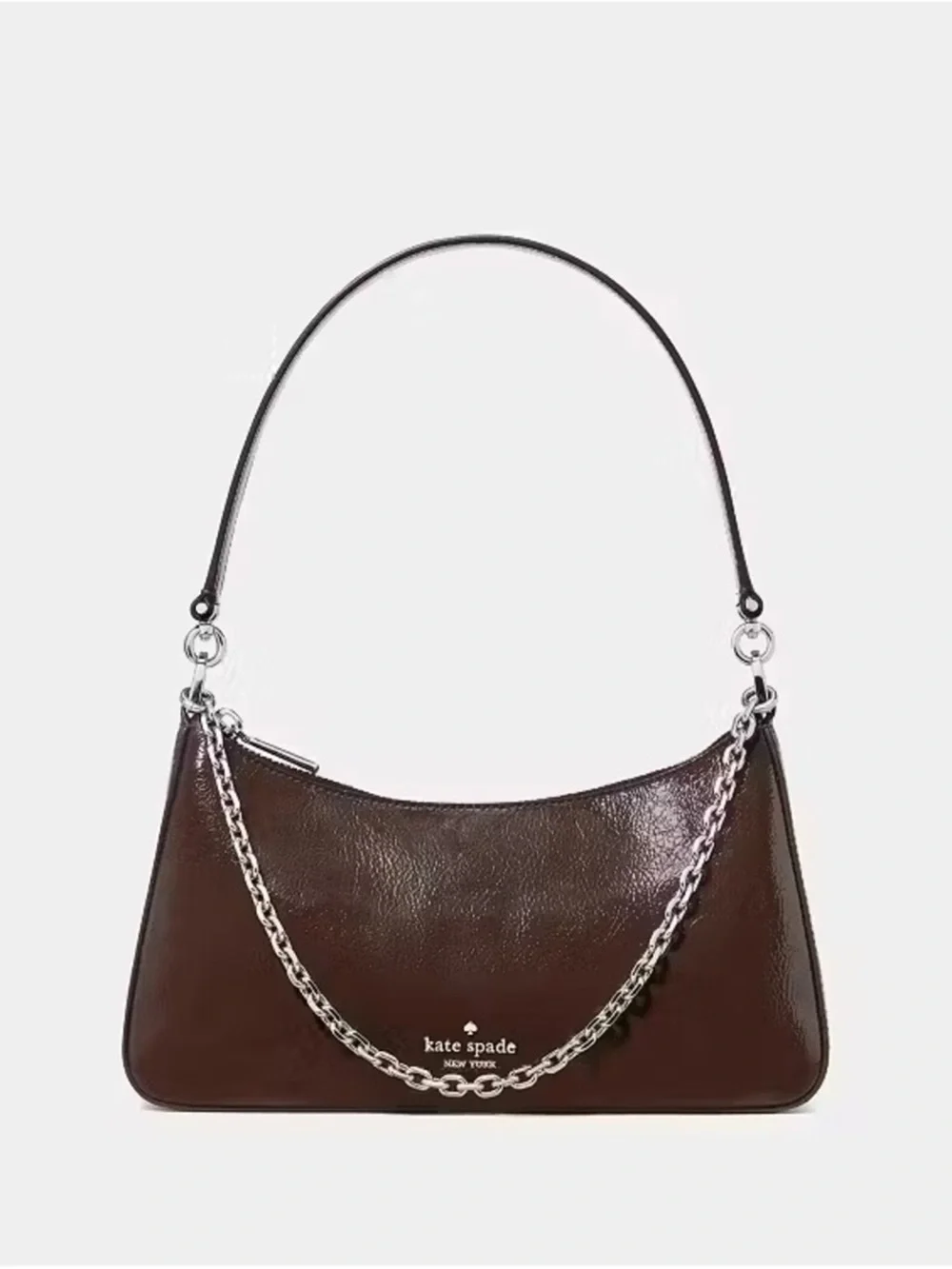 Kate Spade Margot Shiny Patent Leather Shoulder Bag Hot Fudge